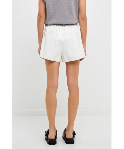 Women's High-Waisted Faux Leather Shorts White $44.00 Shorts