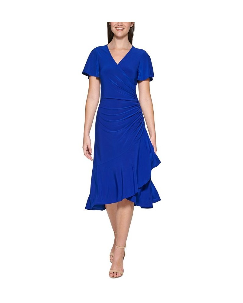 Flutter-Sleeve Midi Dress Cobalt $30.08 Dresses