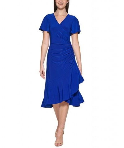 Flutter-Sleeve Midi Dress Cobalt $30.08 Dresses