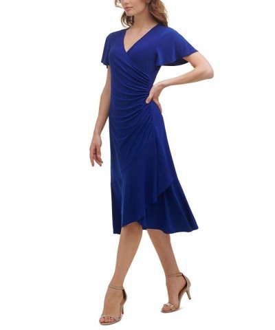 Flutter-Sleeve Midi Dress Cobalt $30.08 Dresses