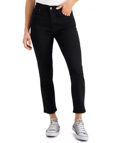 Women's 724 Straight-Leg Cropped Jeans Soft Black $29.40 Jeans