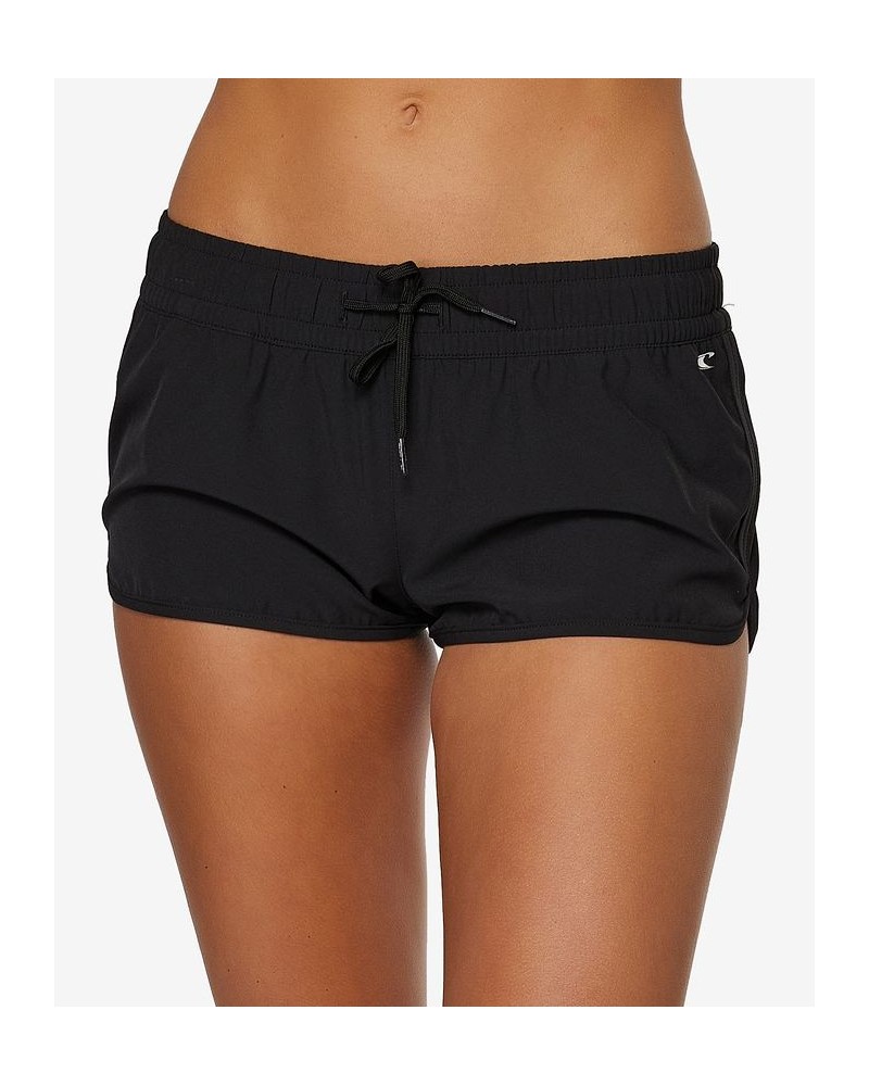 Juniors' Laney Tie-Waist Stretch Board Shorts Black $22.77 Swimsuits