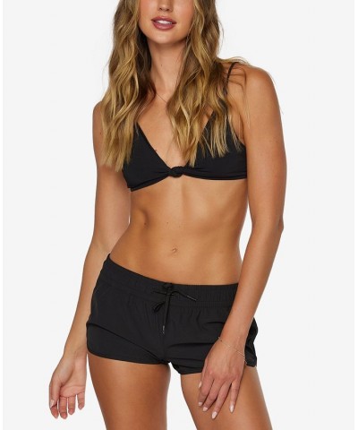 Juniors' Laney Tie-Waist Stretch Board Shorts Black $22.77 Swimsuits