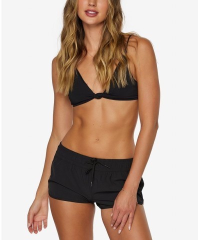 Juniors' Laney Tie-Waist Stretch Board Shorts Black $22.77 Swimsuits