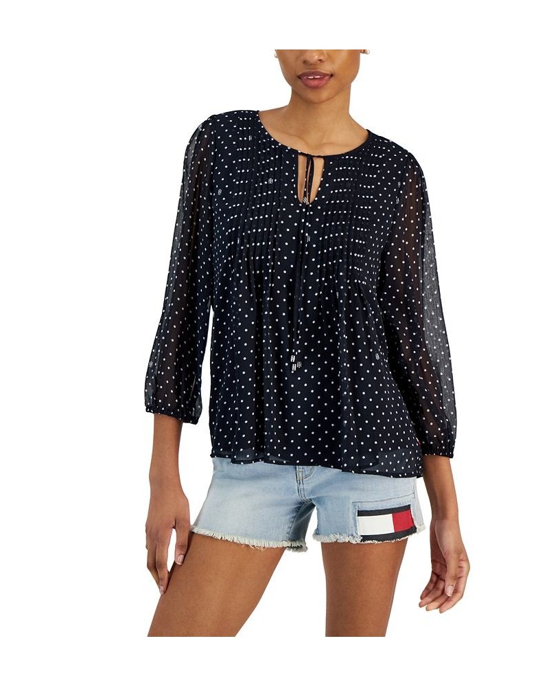 Women's Scoop Neck Pintucked Long Sleeve Top Sky Capt/ivo $49.23 Tops