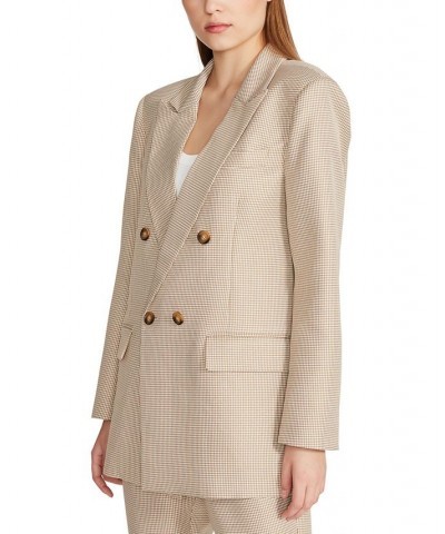 Women's Isabella Oversized Micro-Houndstooth Blazer Khaki $35.11 Jackets