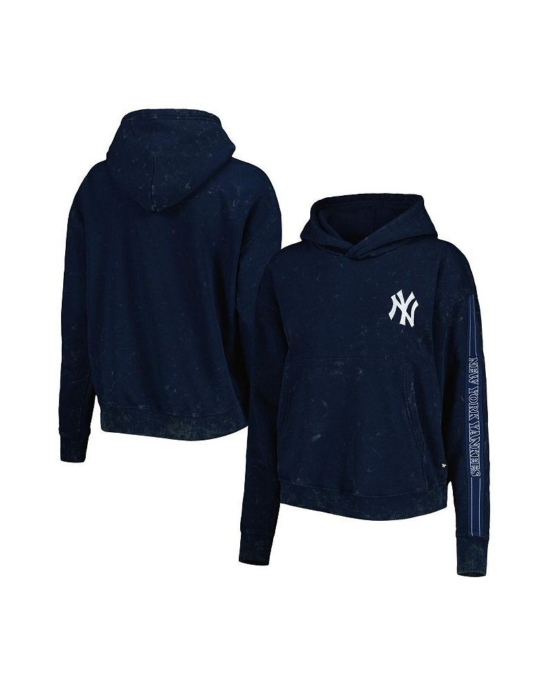 Women's Navy New York Yankees Marble Pullover Hoodie Navy $36.30 Sweatshirts