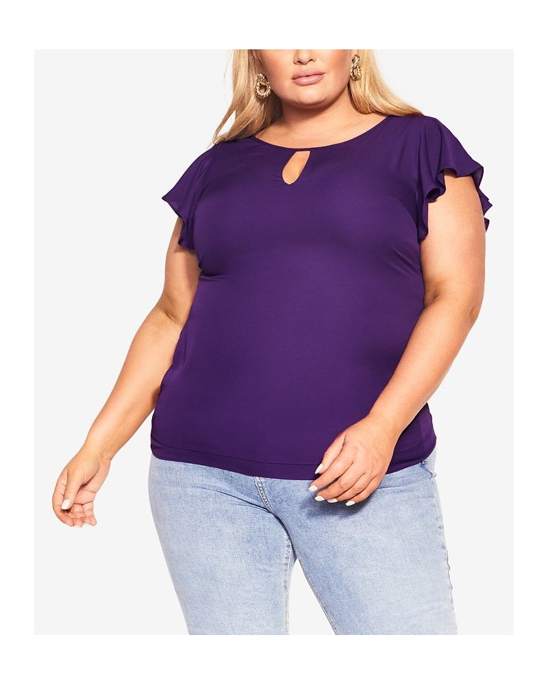 Trendy Plus Size Sweet Waterfall Short Sleeve Top Purple $37.44 Tops