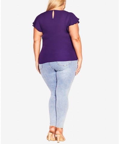 Trendy Plus Size Sweet Waterfall Short Sleeve Top Purple $37.44 Tops