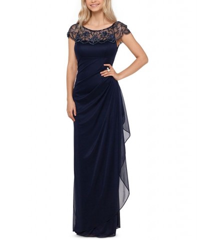 Embellished-Neck Gown Navy Blue $113.96 Dresses