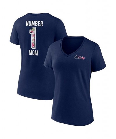 Women's Branded College Navy Seattle Seahawks Team Mother's Day V-Neck T-shirt Navy $15.91 Tops