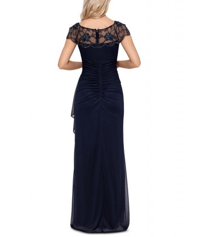 Embellished-Neck Gown Navy Blue $113.96 Dresses