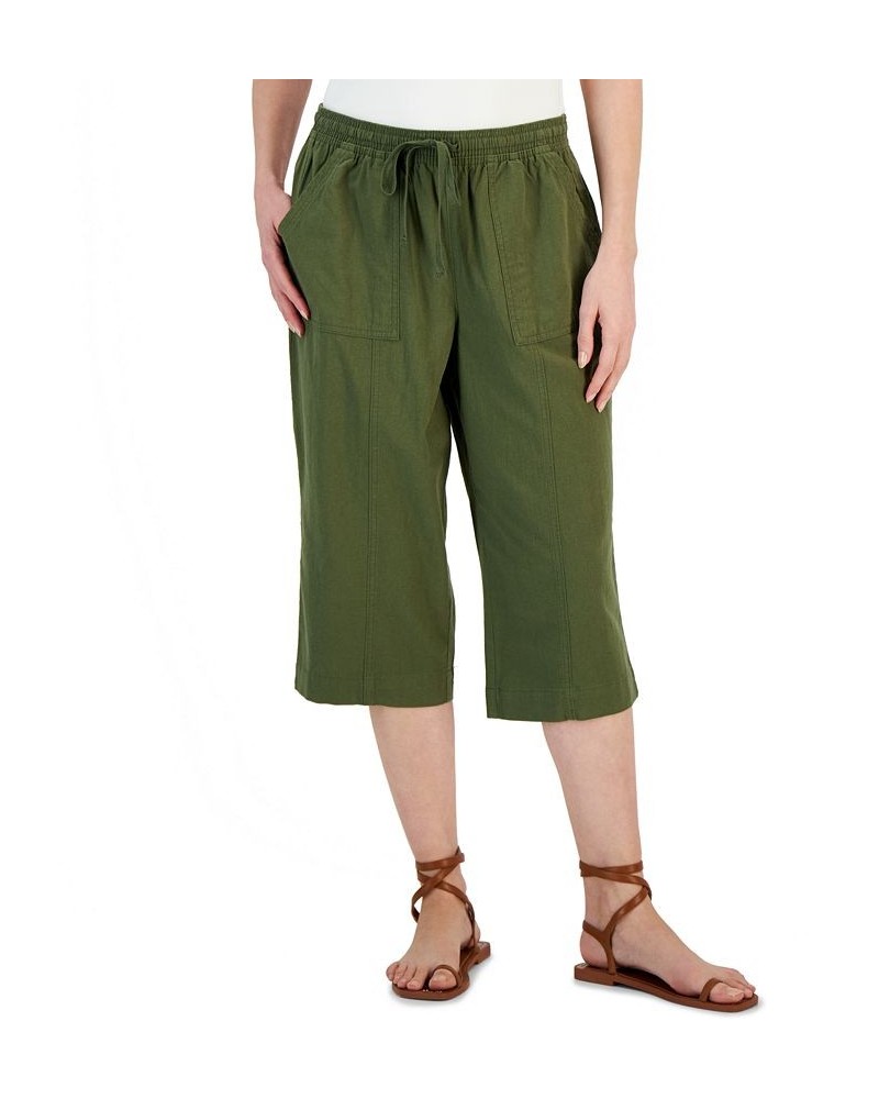 Petite Solid Quinn Cotton Capri Pants Winter Moss $13.49 Pants