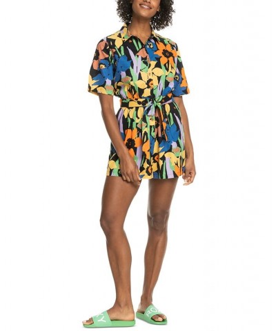 Juniors' Real Yesterday Floral Printed Romper Anthracite Flower Jammin $28.00 Shorts