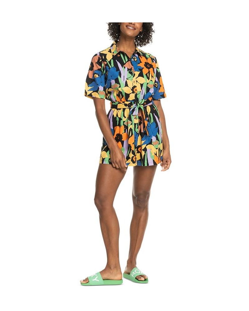 Juniors' Real Yesterday Floral Printed Romper Anthracite Flower Jammin $28.00 Shorts