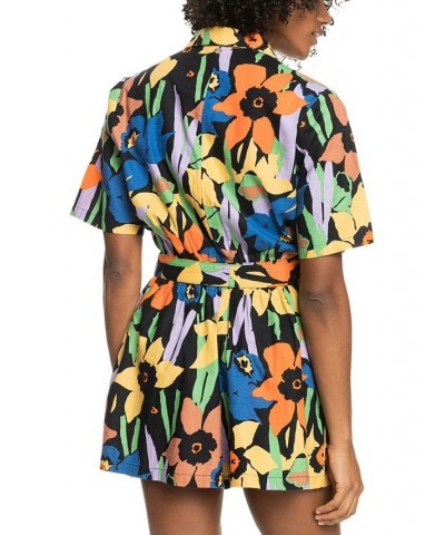 Juniors' Real Yesterday Floral Printed Romper Anthracite Flower Jammin $28.00 Shorts