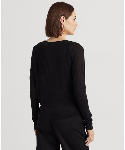 Linen-Blend Sweater Polo Black $42.71 Sweaters