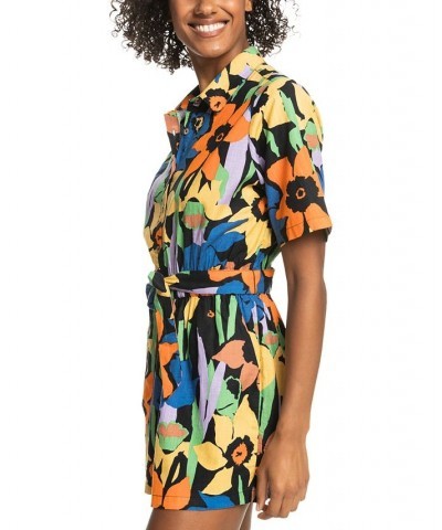 Juniors' Real Yesterday Floral Printed Romper Anthracite Flower Jammin $28.00 Shorts