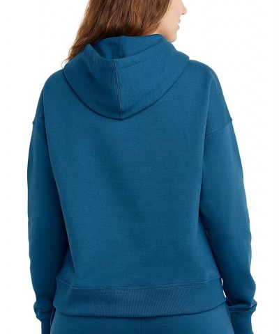 Women's Logo Fleece Sweatshirt Hoodie Blue $16.80 Sweatshirts