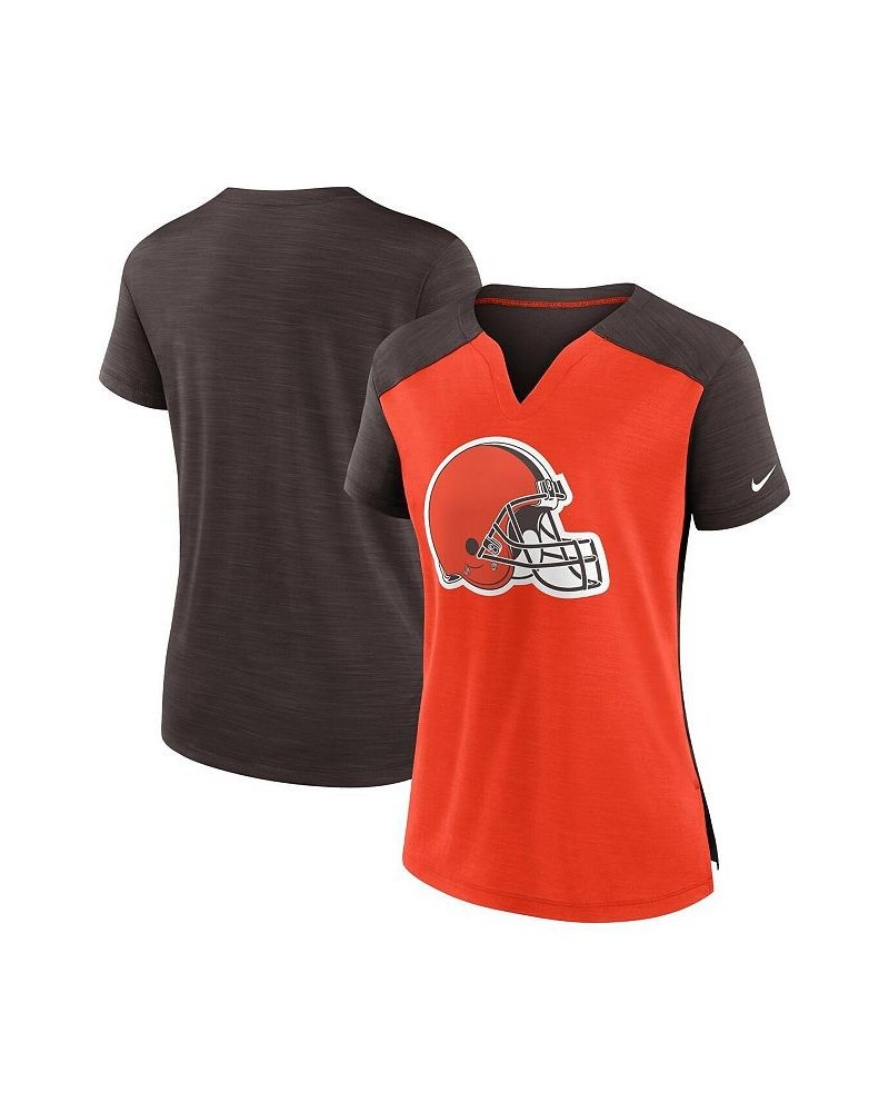 Women's Orange Brown Cleveland Browns Impact Exceed Performance Notch Neck T-shirt Orange, Brown $19.80 Tops