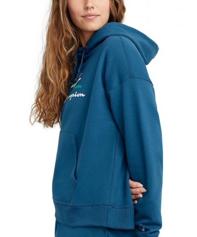 Women's Logo Fleece Sweatshirt Hoodie Blue $16.80 Sweatshirts