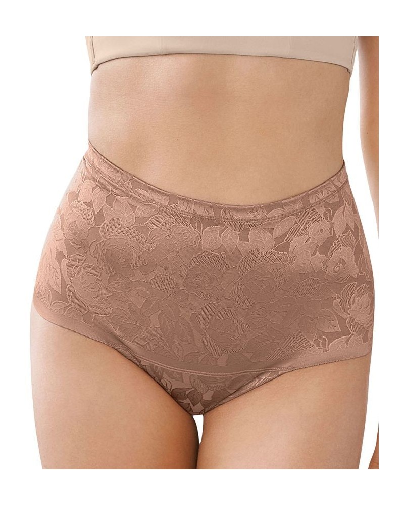 Women's Floral Cheeky Smoothing Shaper Panty 012993 Brown $23.40 Shapewear