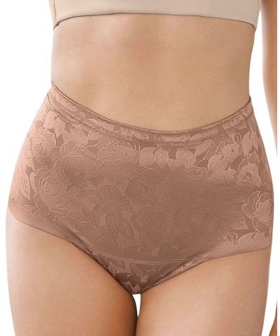 Women's Floral Cheeky Smoothing Shaper Panty 012993 Brown $23.40 Shapewear