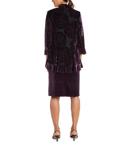 Petite Velvet Dress & 3/4-Sleeve Jacket Plum $52.32 Dresses