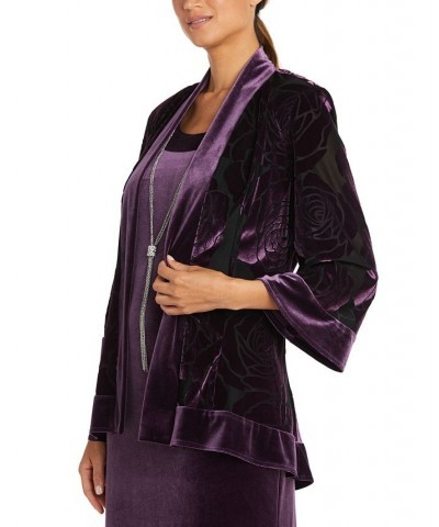 Petite Velvet Dress & 3/4-Sleeve Jacket Plum $52.32 Dresses