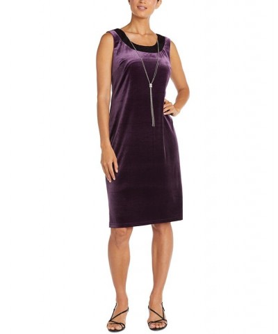 Petite Velvet Dress & 3/4-Sleeve Jacket Plum $52.32 Dresses