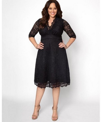 Women's Plus Size Mademoiselle Lace Dress Black $73.92 Dresses