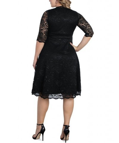 Women's Plus Size Mademoiselle Lace Dress Black $73.92 Dresses