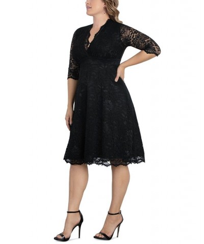 Women's Plus Size Mademoiselle Lace Dress Black $73.92 Dresses