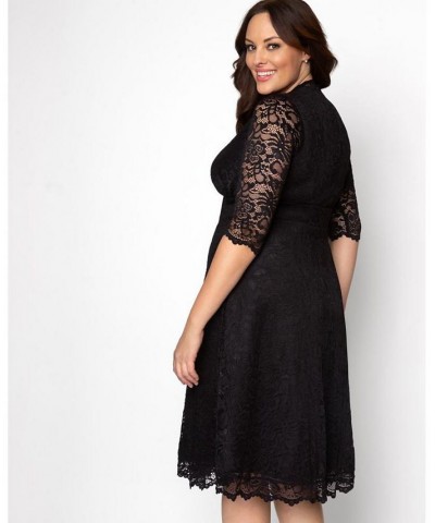 Women's Plus Size Mademoiselle Lace Dress Black $73.92 Dresses