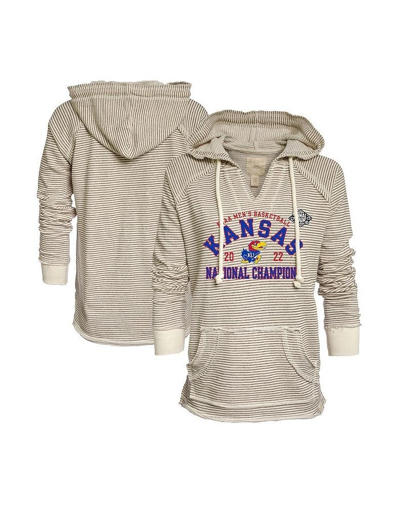 Women's Kansas Jayhawks 2022 NCAA Men's Basketball National Champions French Terry V-Neck Pullover Hoodie Cream, Gray $34.50 ...