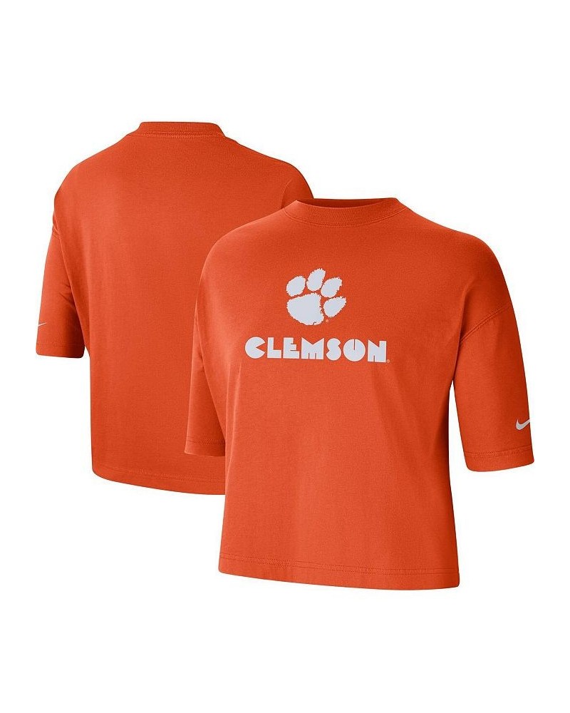 Women's Orange Clemson Tigers Crop Performance T-shirt Orange $18.90 Tops