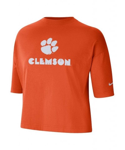 Women's Orange Clemson Tigers Crop Performance T-shirt Orange $18.90 Tops