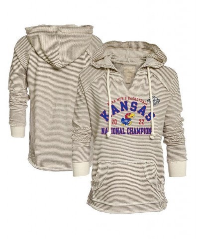 Women's Kansas Jayhawks 2022 NCAA Men's Basketball National Champions French Terry V-Neck Pullover Hoodie Cream, Gray $34.50 ...