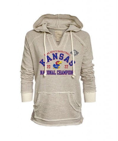 Women's Kansas Jayhawks 2022 NCAA Men's Basketball National Champions French Terry V-Neck Pullover Hoodie Cream, Gray $34.50 ...