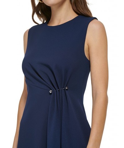 Women's Side-Drape Sleeveless Scuba Crepe Dress Spring Navy $58.38 Dresses