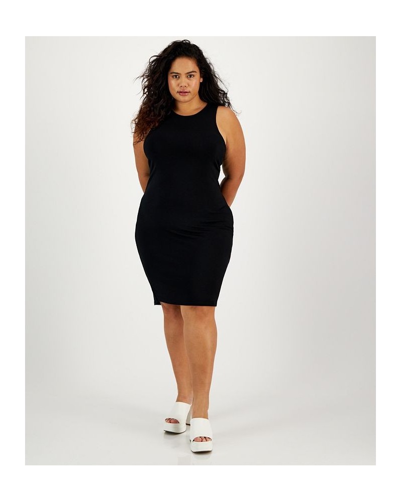 Plus Size Sleeveless Crewneck Knit Mini Dress Deep Black $23.59 Dresses