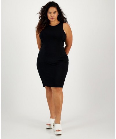 Plus Size Sleeveless Crewneck Knit Mini Dress Deep Black $23.59 Dresses