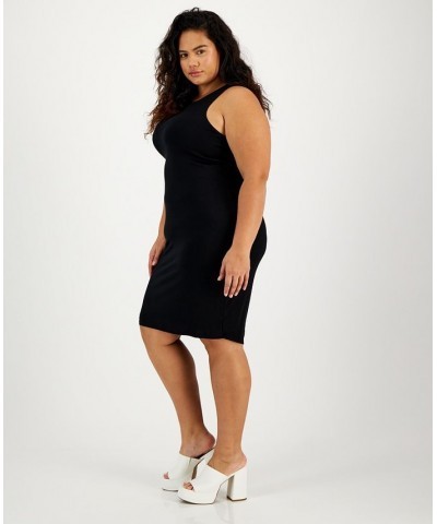 Plus Size Sleeveless Crewneck Knit Mini Dress Deep Black $23.59 Dresses