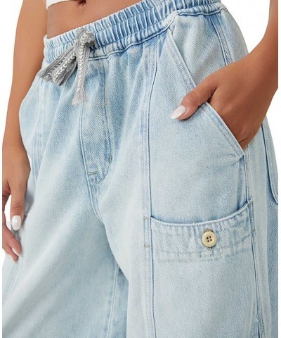 Women's Bright Eyed Drawstring-Waist Cargo Jogger Jeans Moonstone $61.62 Jeans