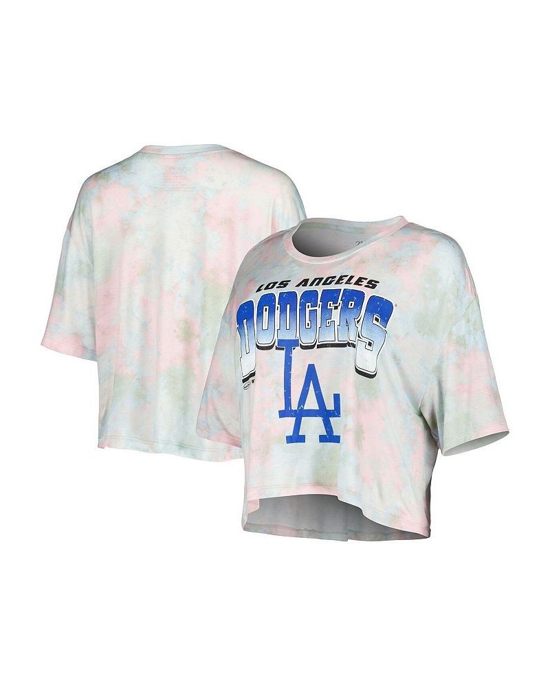 Women's Threads Los Angeles Dodgers Cooperstown Collection Tie-Dye Boxy Cropped Tri-Blend T-shirt Light Blue $31.79 Tops