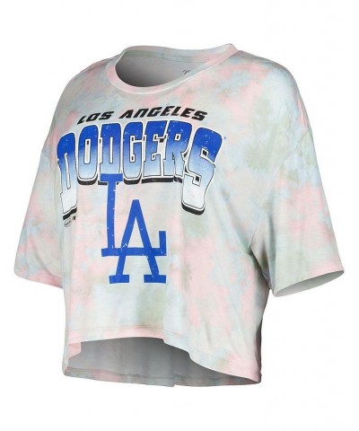 Women's Threads Los Angeles Dodgers Cooperstown Collection Tie-Dye Boxy Cropped Tri-Blend T-shirt Light Blue $31.79 Tops