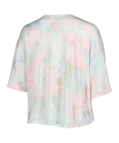 Women's Threads Los Angeles Dodgers Cooperstown Collection Tie-Dye Boxy Cropped Tri-Blend T-shirt Light Blue $31.79 Tops