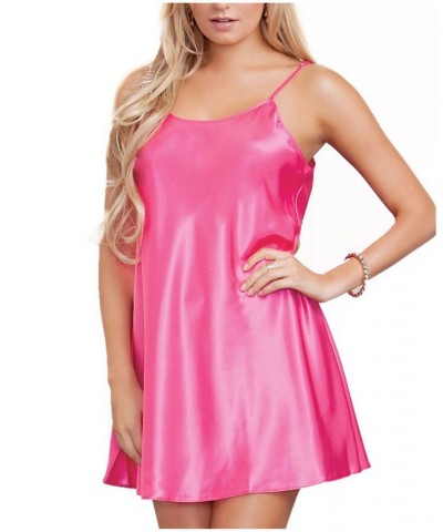 Ultra Soft Satin Lingerie Chemise with Adjustable Straps Fuchsia $23.97 Lingerie