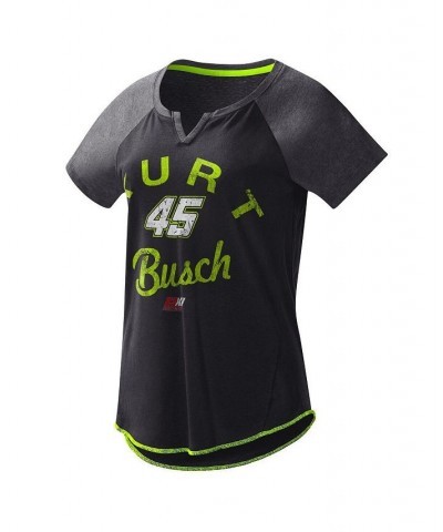 Women's Black Kurt Busch Grand Slam Tri-Blend Notch V-Neck T-shirt Black $24.29 Tops