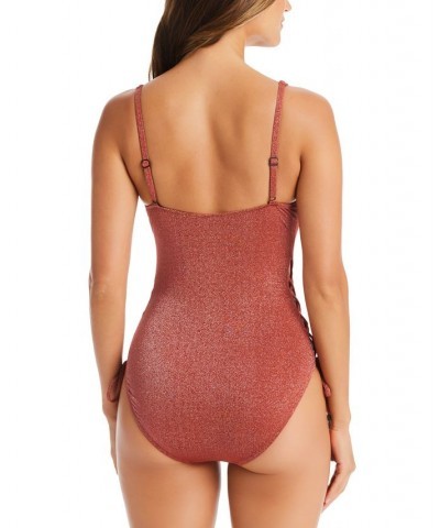 Summer Solids Lace-Up One-Piece Swimsuit Sienna $31.20 Swimsuits